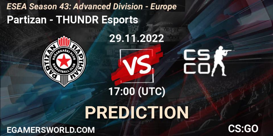 Partizan - THUNDR Esports: прогноз. 29.11.22, CS2 (CS:GO), ESEA Season 43: Advanced Division - Europe