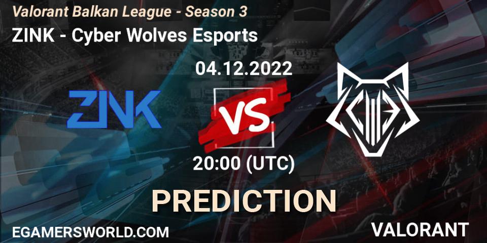 ZINK - Cyber Wolves Esports: прогноз. 04.12.22, VALORANT, Valorant Balkan League - Season 3