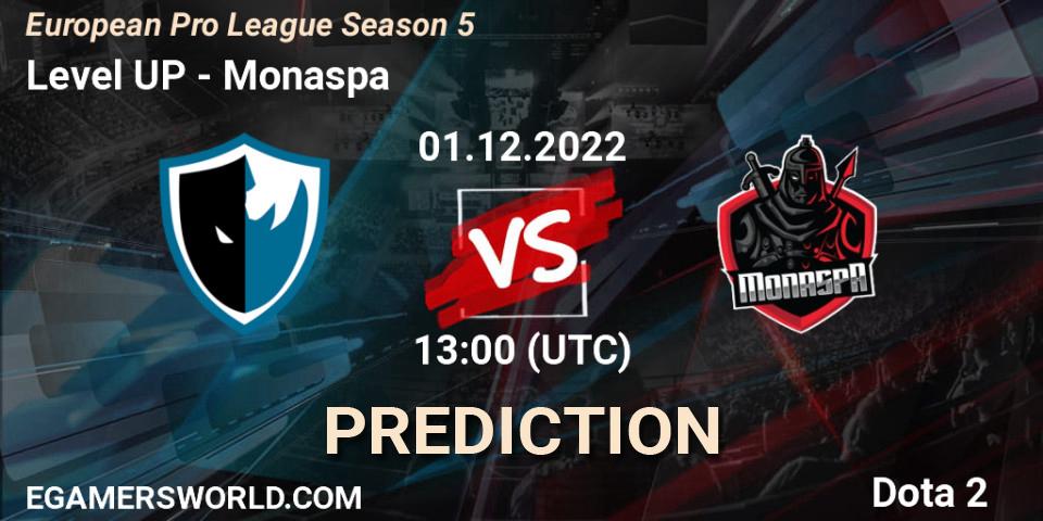Level UP - Monaspa: прогноз. 01.12.22, Dota 2, European Pro League Season 5