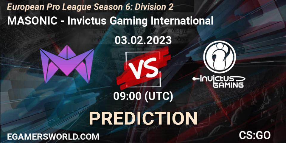 MASONIC - Invictus Gaming International: прогноз. 03.02.23, CS2 (CS:GO), European Pro League Season 6: Division 2