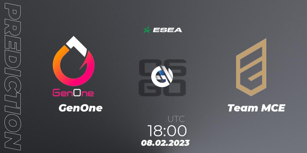 GenOne - Team MCE: прогноз. 08.02.23, CS2 (CS:GO), ESEA Season 44: Advanced Division - Europe