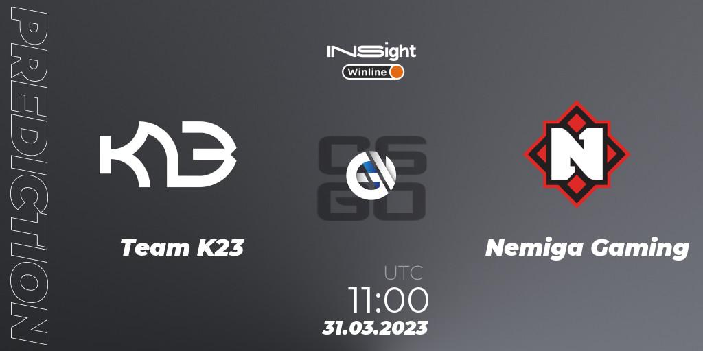 Team K23 - Nemiga Gaming: прогноз. 31.03.23, CS2 (CS:GO), Winline Insight Season 3