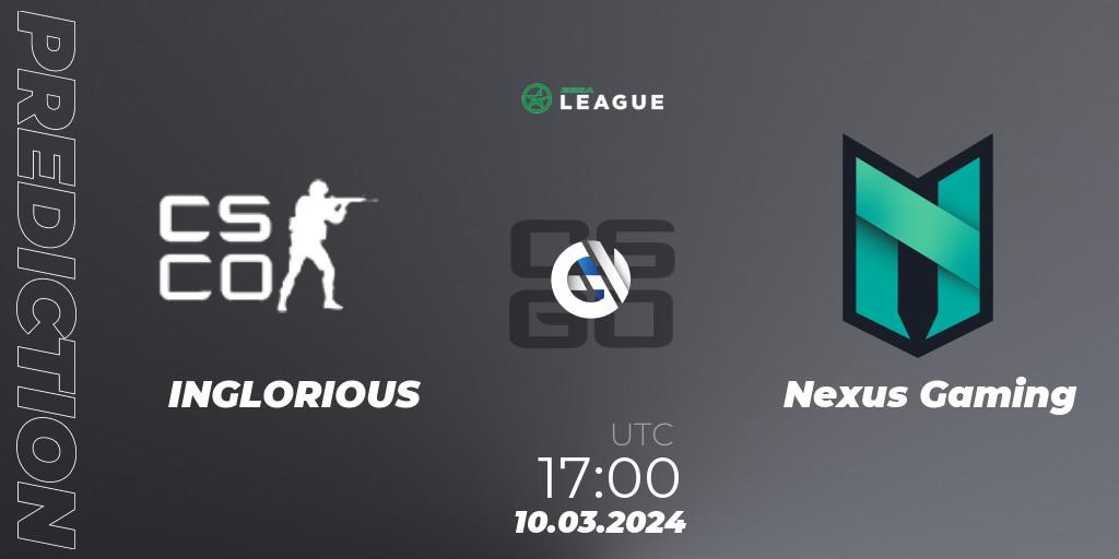 INGLORIOUS - Nexus Gaming: прогноз. 10.03.24, CS2 (CS:GO), ESEA Season 48: Advanced Division - Europe