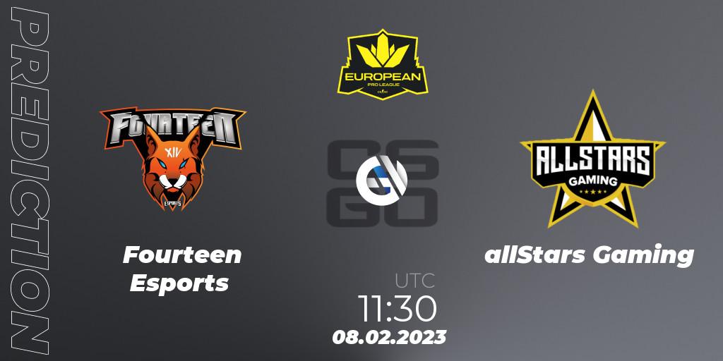 Fourteen Esports - allStars Gaming: прогноз. 08.02.23, CS2 (CS:GO), European Pro League Season 6: Division 2
