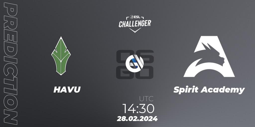 HAVU - Spirit Academy: прогноз. 28.02.24, CS2 (CS:GO), ESL Challenger #56: European Closed Qualifier