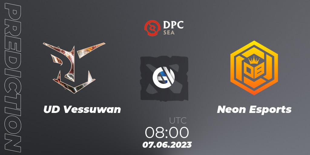 UD Vessuwan - Neon Esports: прогноз. 07.06.23, Dota 2, DPC 2023 Tour 3: SEA Division II (Lower)