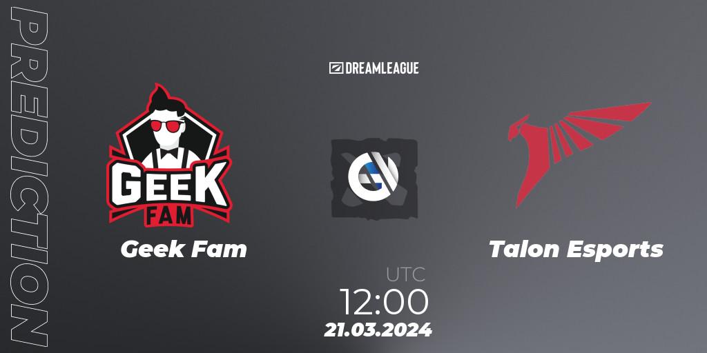 Geek Fam - Talon Esports: прогноз. 21.03.24, Dota 2, DreamLeague Season 23: Southeast Asia Closed Qualifier
