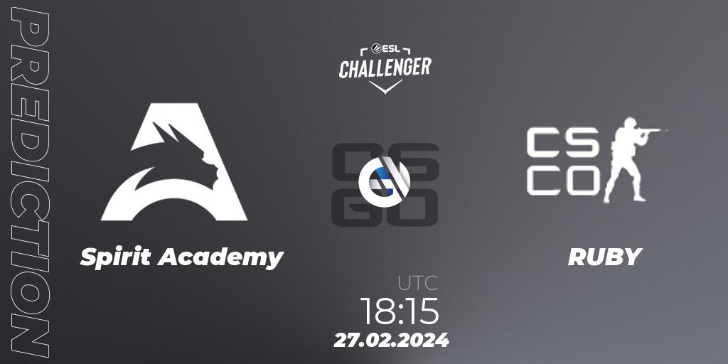 Spirit Academy - RUBY: прогноз. 27.02.24, CS2 (CS:GO), ESL Challenger #56: European Open Qualifier