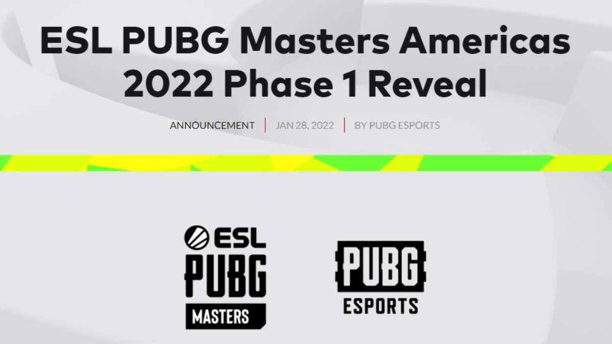 ESL анонсировали проведение PUBG Masters Americas 2022 Phase 1