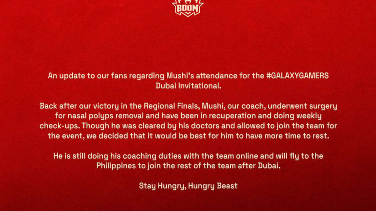 Mushi не поможет BOOM Esports на GAMERS GALAXY: Invitational Series Dubai 2022